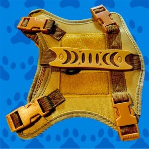 Durable Tactical Small Pet Vest Adjustable Chest Strap Harness Cats Pups Tan Lg.